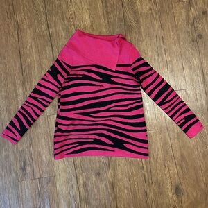 Investments Vibrant Pink and Black Zebra Sweater